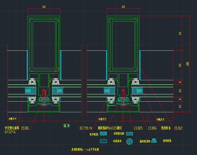 明框玻璃幕墙水平节点图