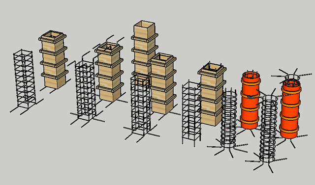 柱钢筋及模板SU模型
