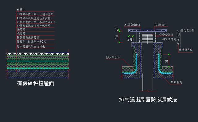 屋面防水节点做法图