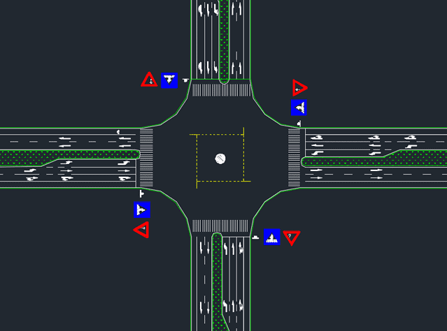 各种路口的道路标线图图片