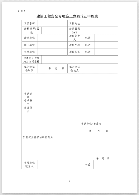 专家论证表格