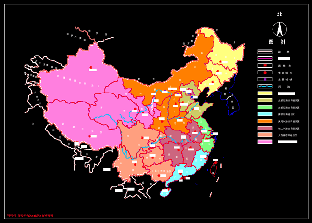 中国地图行政区划图CAD版