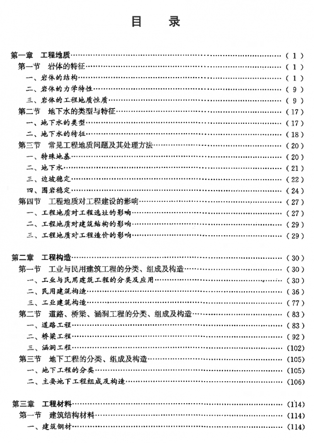 技术计量土建目录