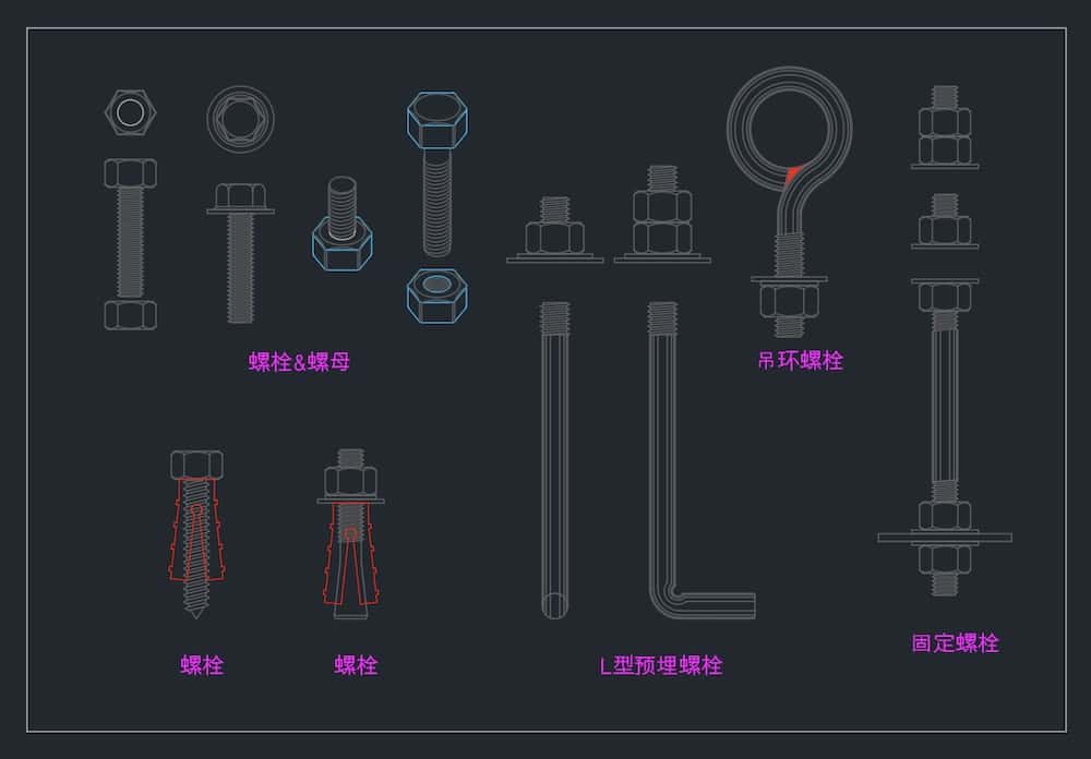 Fastening-bolts-cad